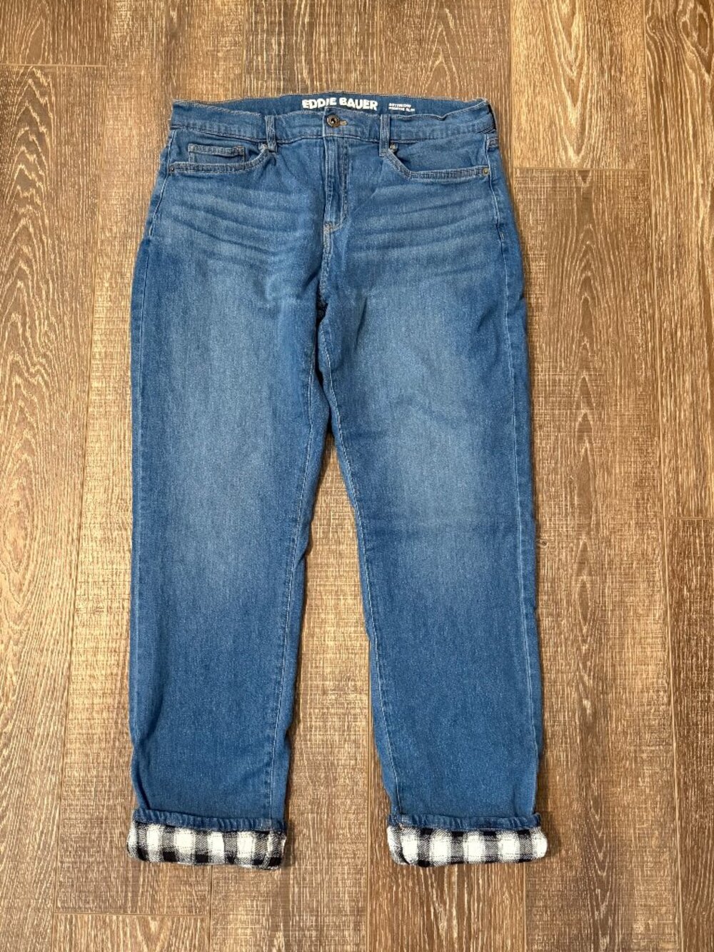Eddie Bauer Boyfriend Midrise Slim Flannel Lined Jeans – Size 10